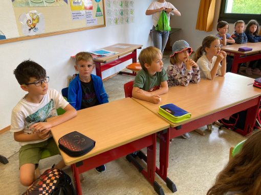 Die Vorschulkinder besuchen die Schule